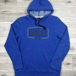 Y2K Oakley Hoodie Mens Medium Blue‎ Pullover Sweatshirt Spell Out Logo
